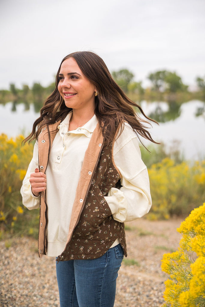 Floral Quilted Vest - Pepper & Pearl Boutique
