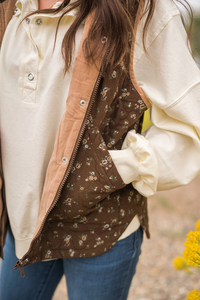 Floral Quilted Vest - Pepper & Pearl Boutique