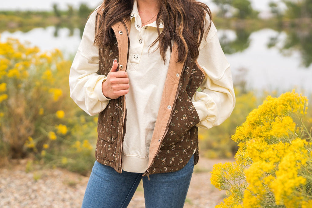 Floral Quilted Vest - Pepper & Pearl Boutique