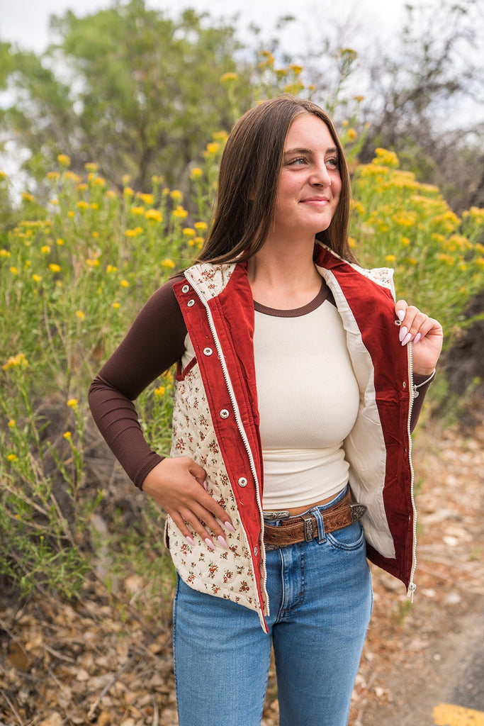 Floral Quilted Vest - Pepper & Pearl Boutique
