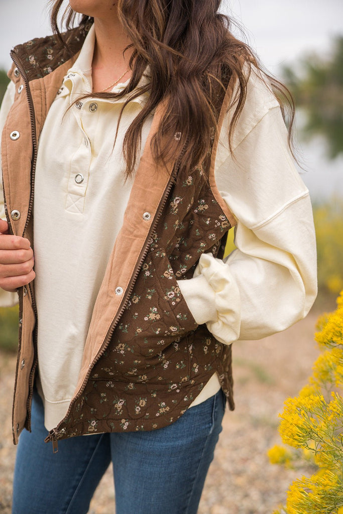 Floral Quilted Vest - Pepper & Pearl Boutique