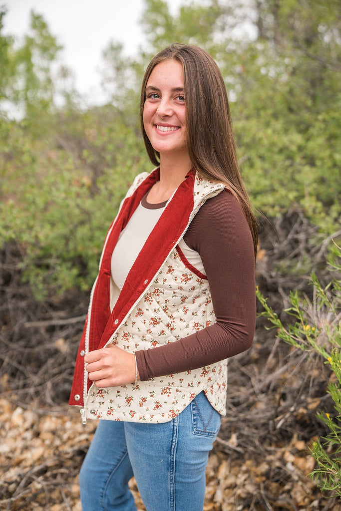 Floral Quilted Vest - Pepper & Pearl Boutique