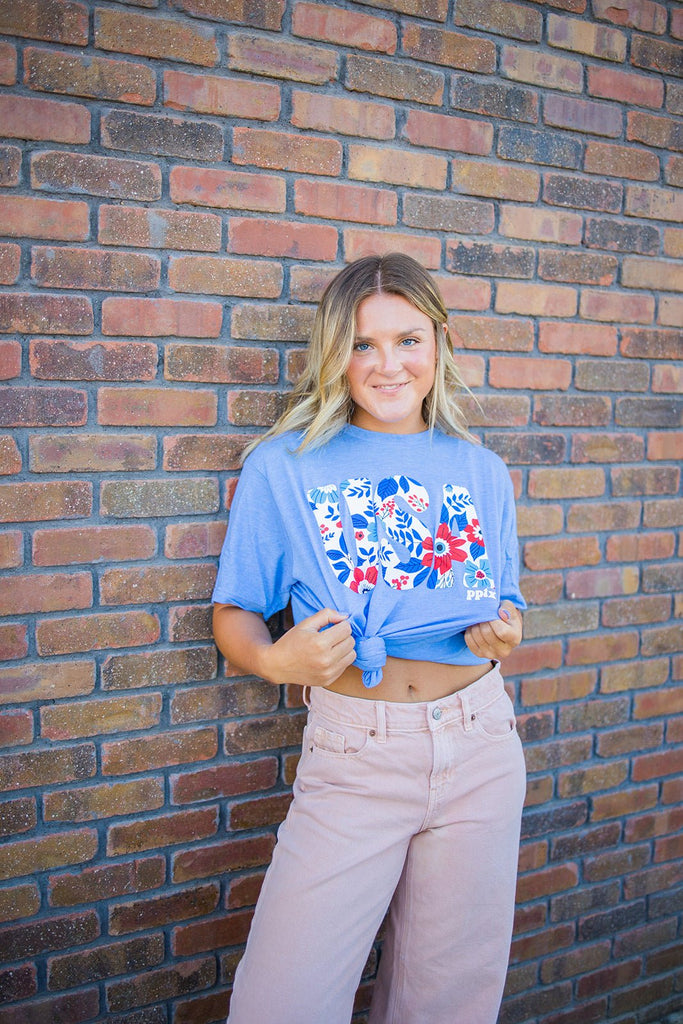 Floral USA Tee - Pepper & Pearl Boutique