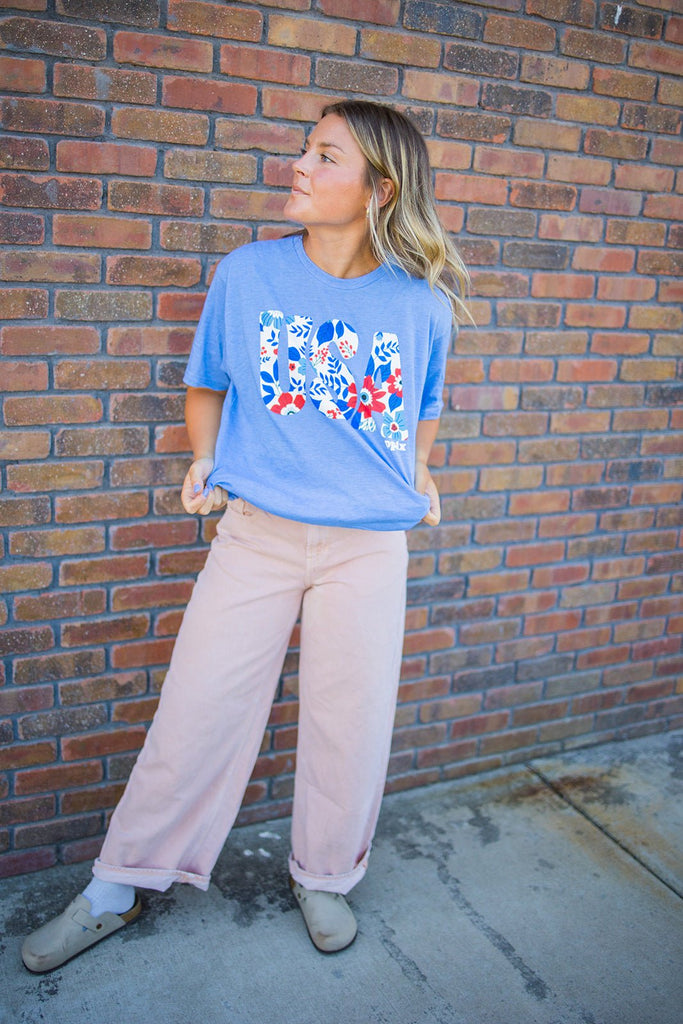 Floral USA Tee - Pepper & Pearl Boutique