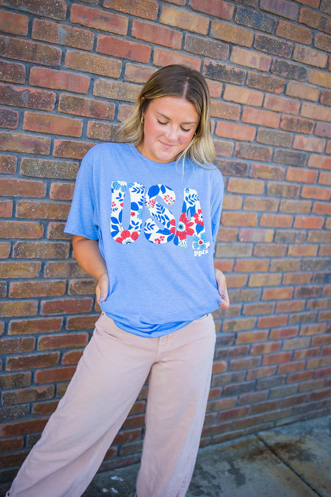 Floral USA Tee - Pepper & Pearl Boutique