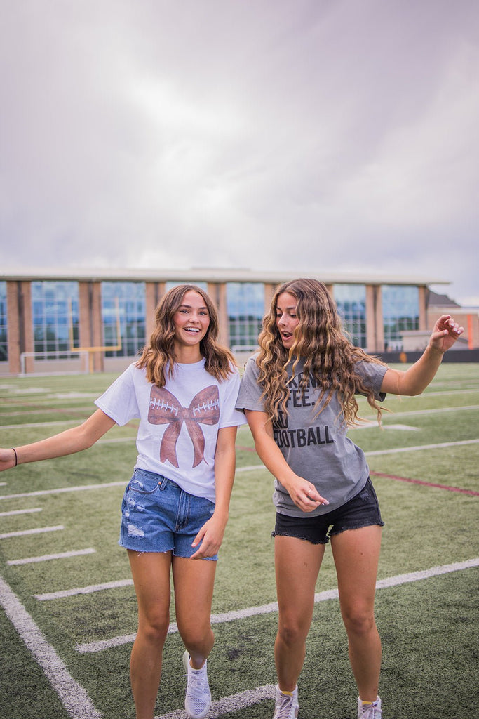 Football Bow Graphic Tee - Pepper & Pearl Boutique