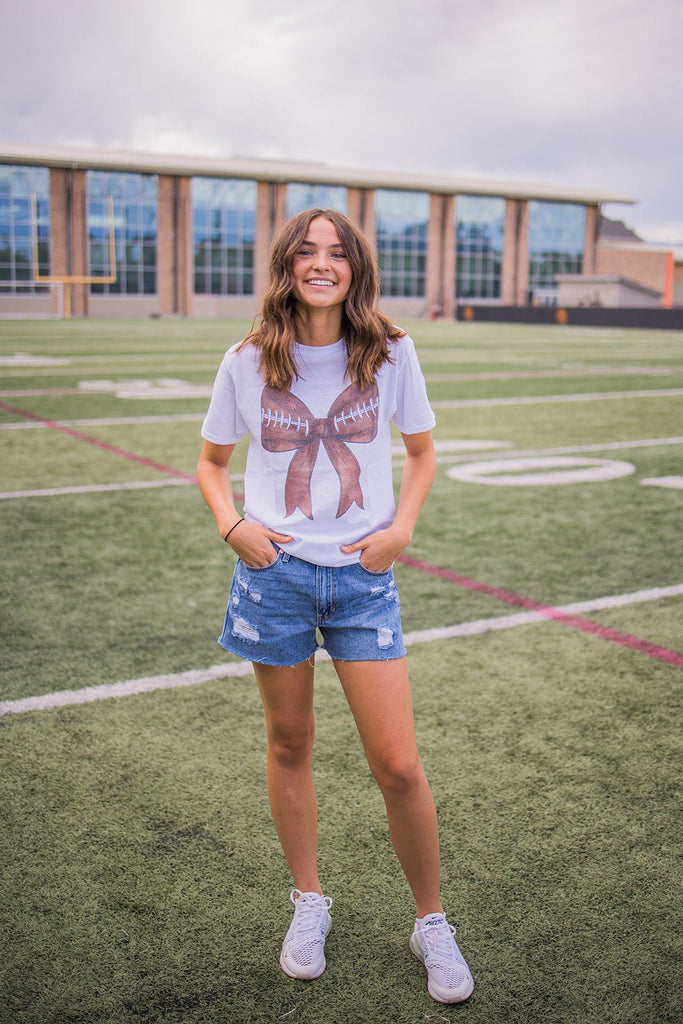 Football Bow Graphic Tee - Pepper & Pearl Boutique