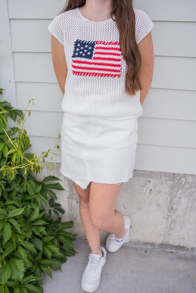 Frayed Hem White Denim Skirt - Pepper & Pearl Boutique
