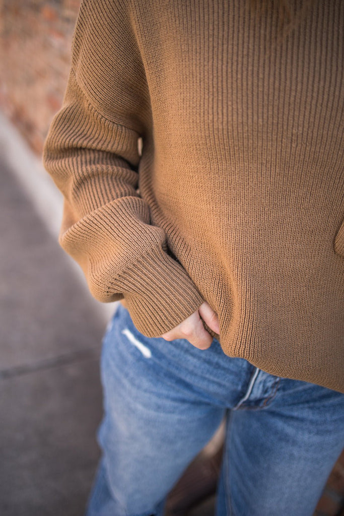 Funnel Neck Ribbed Sweater - Pepper & Pearl Boutique