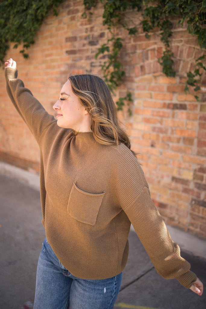 Funnel Neck Ribbed Sweater - Pepper & Pearl Boutique