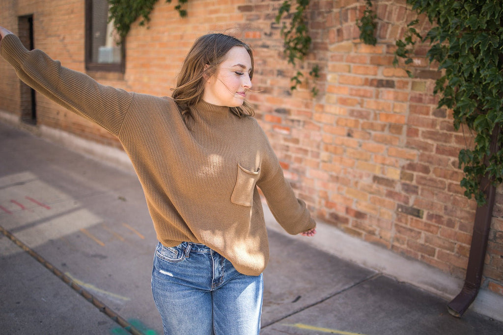 Funnel Neck Ribbed Sweater - Pepper & Pearl Boutique