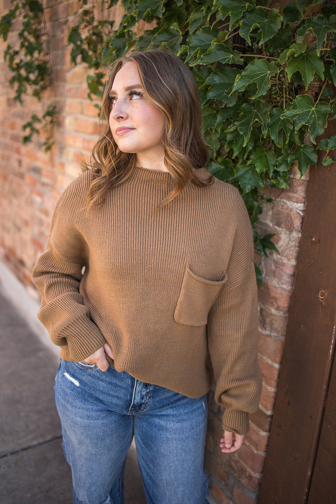 Funnel Neck Ribbed Sweater - Pepper & Pearl Boutique