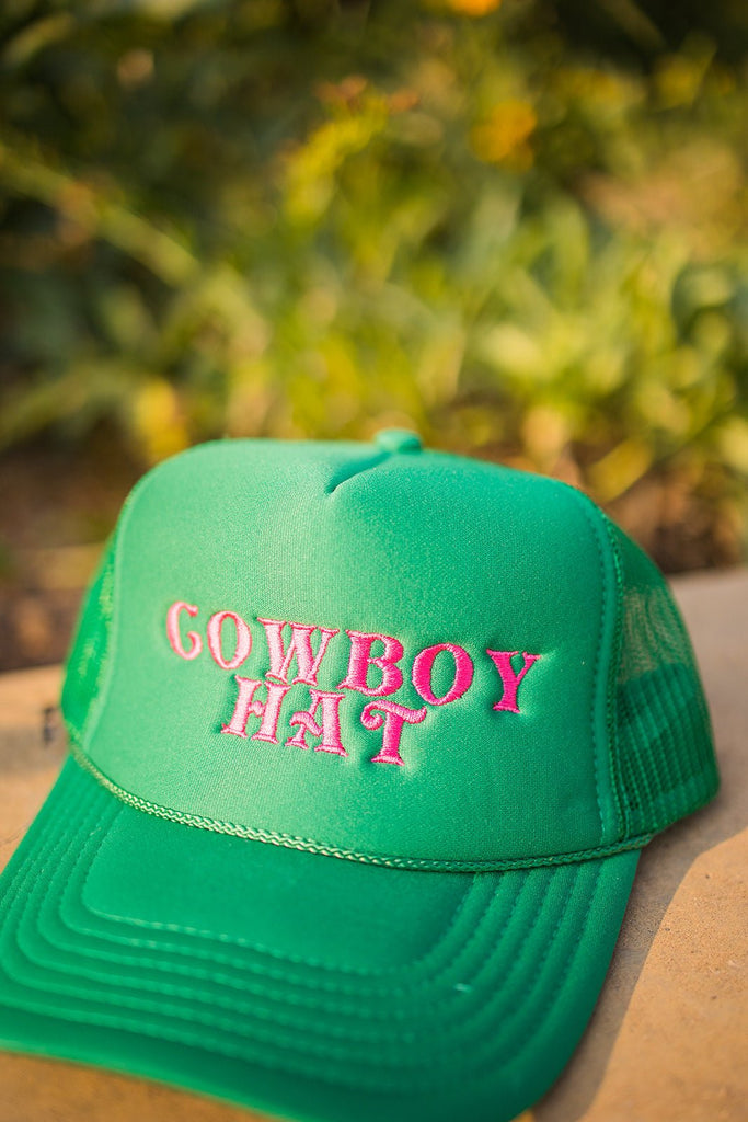 Green Cowboy Hat Trucker Hat - Pepper & Pearl Boutique