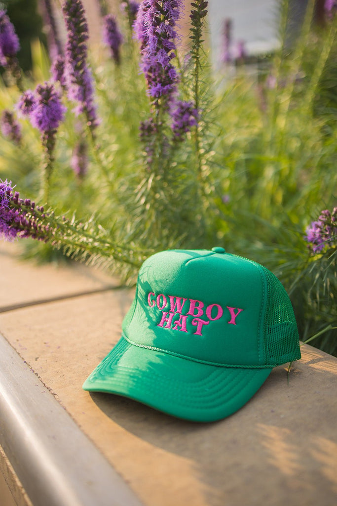 Green Cowboy Hat Trucker Hat - Pepper & Pearl Boutique