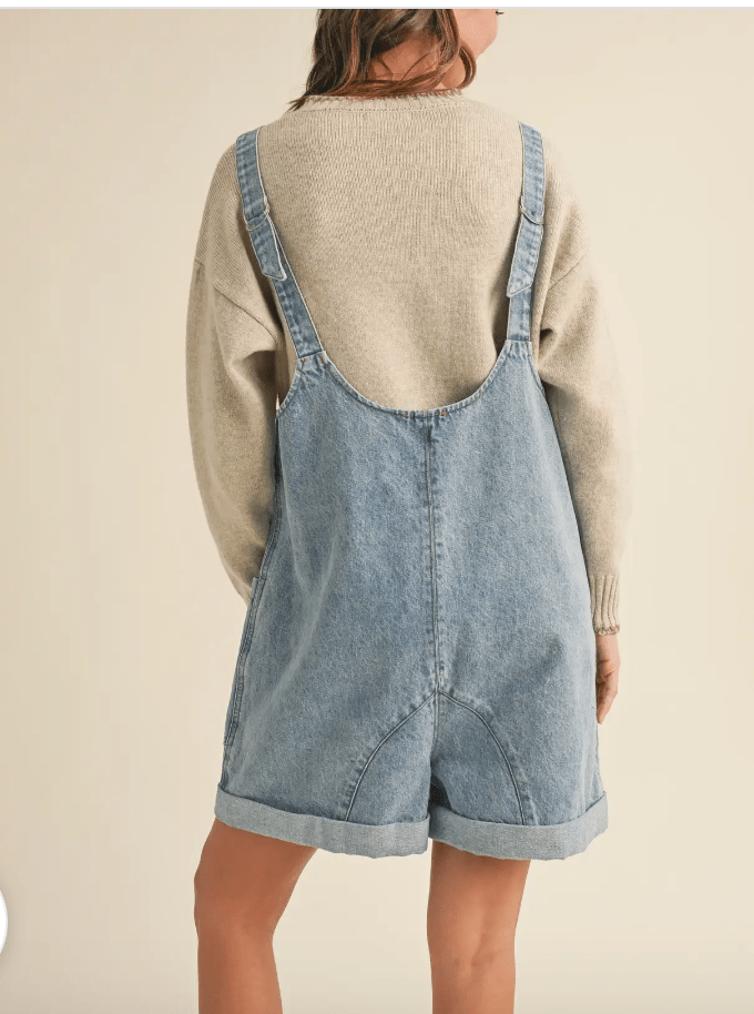 Here For It Distressed Shortalls - Pepper & Pearl Boutique