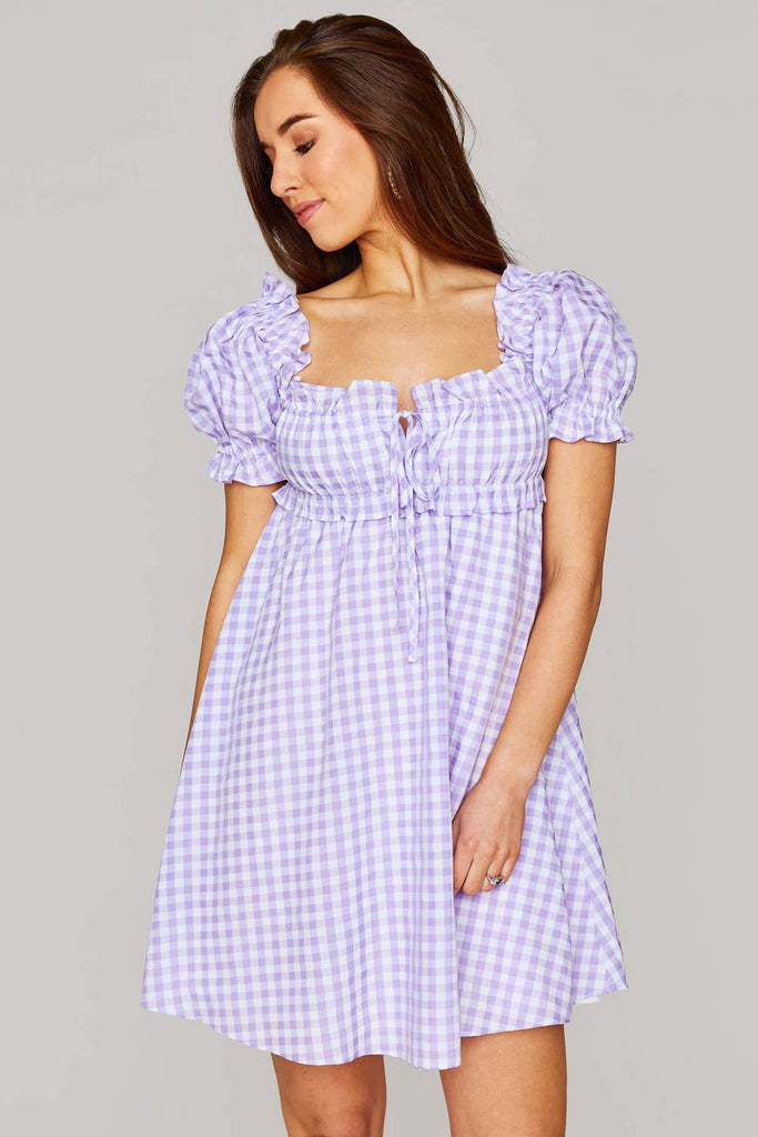 Lavender Milkmaid Plaid Dress - Pepper & Pearl Boutique