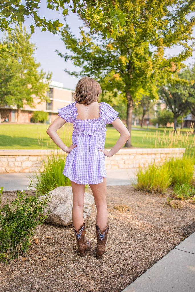 Lavender Milkmaid Plaid Dress - Pepper & Pearl Boutique