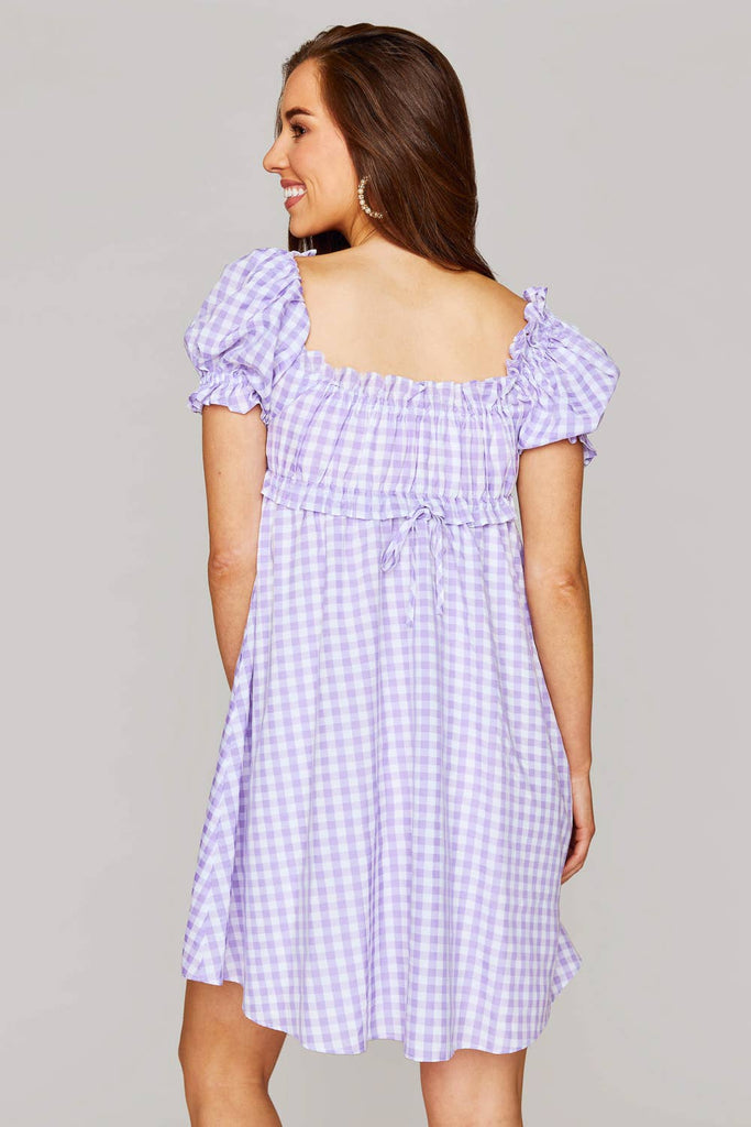 Lavender Milkmaid Plaid Dress - Pepper & Pearl Boutique