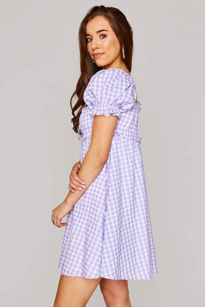 Lavender Milkmaid Plaid Dress - Pepper & Pearl Boutique