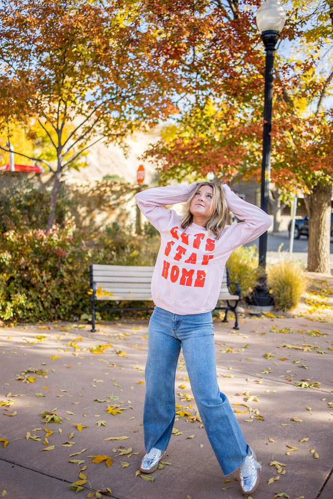 Let's Stay Home Crewneck Sweatshirt - Pepper & Pearl Boutique