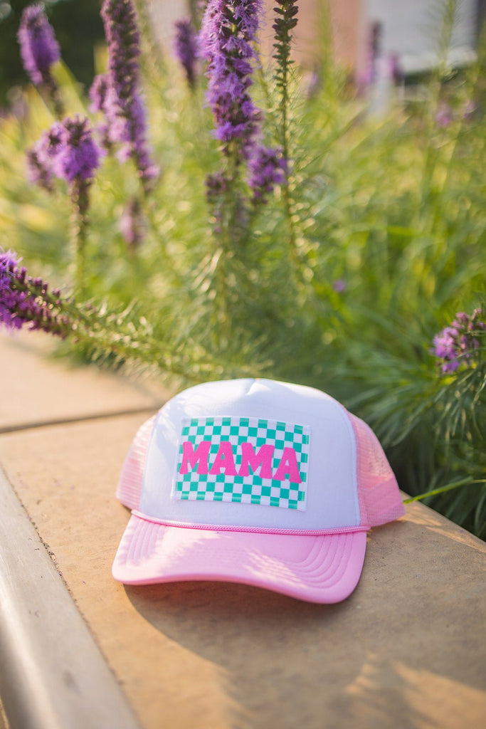 Mama Checkered Patch Trucker Hat - Pepper & Pearl Boutique