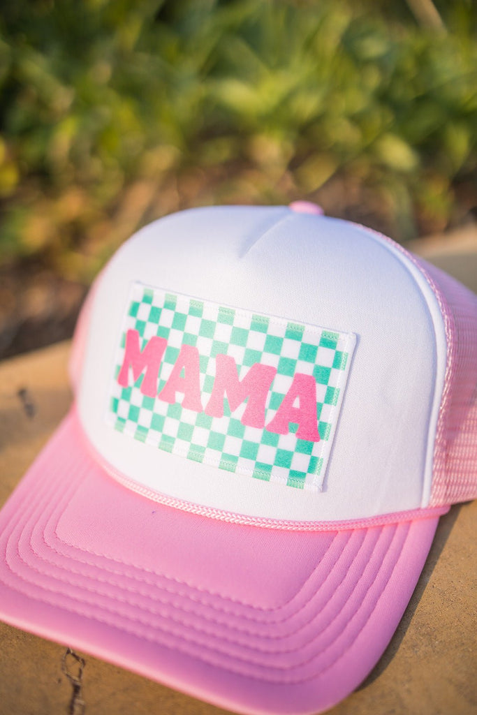 Mama Checkered Patch Trucker Hat - Pepper & Pearl Boutique