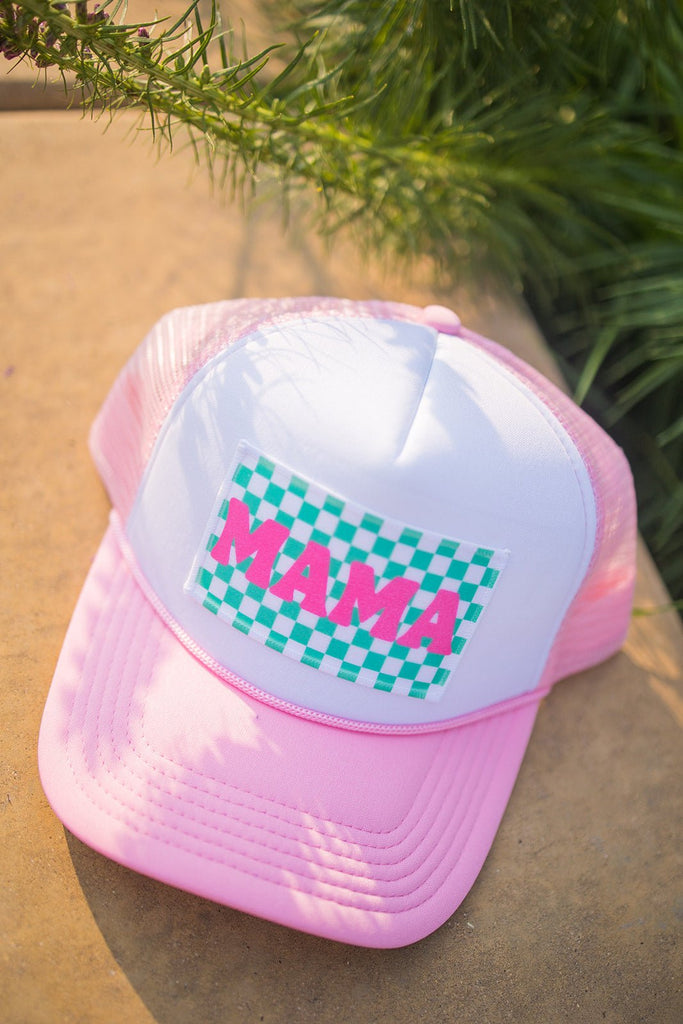 Mama Checkered Patch Trucker Hat - Pepper & Pearl Boutique