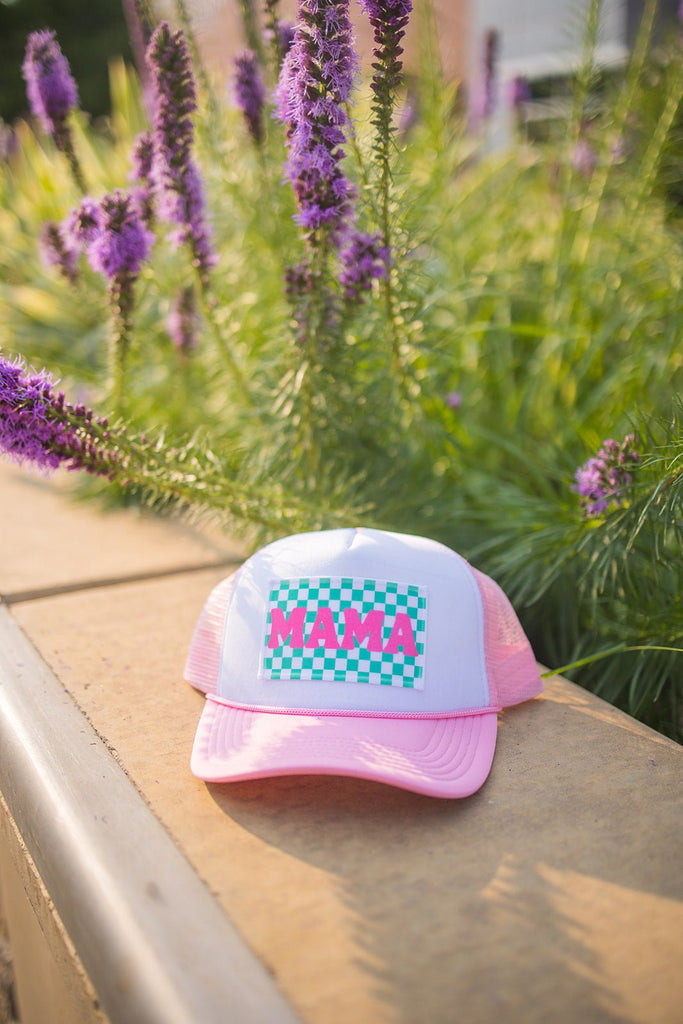 Mama Checkered Patch Trucker Hat - Pepper & Pearl Boutique