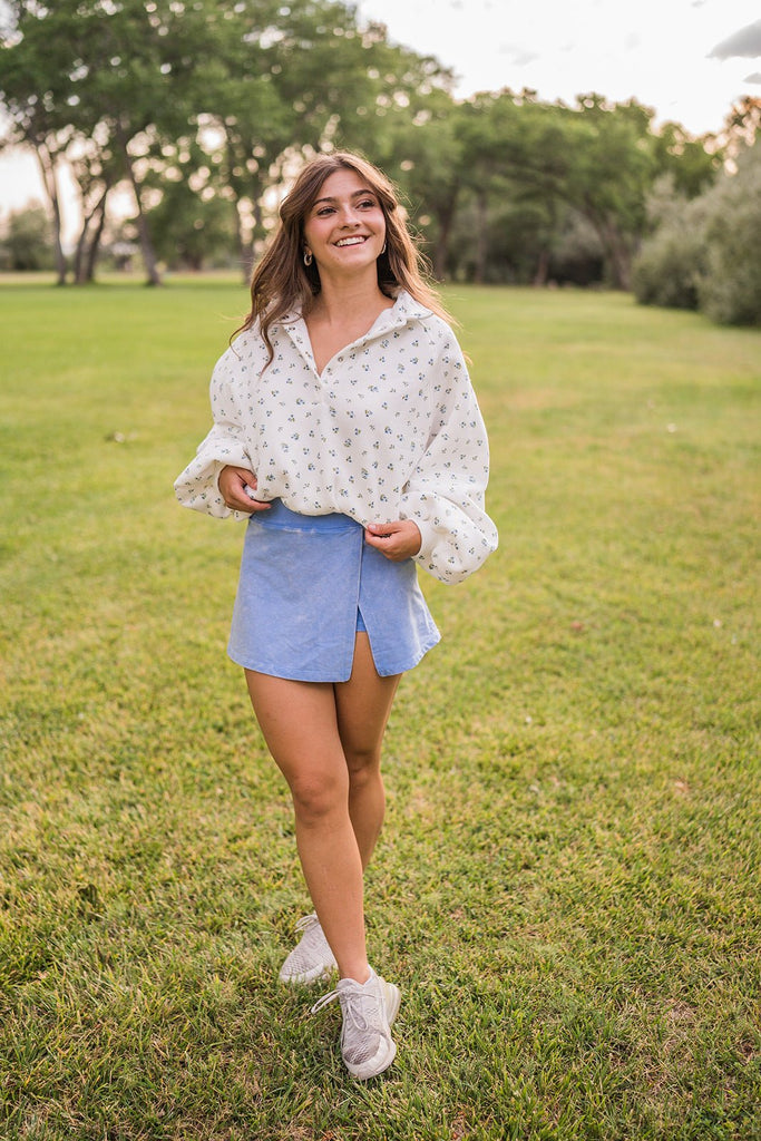 Mineral Wash Side Slit Skort - Pepper & Pearl Boutique