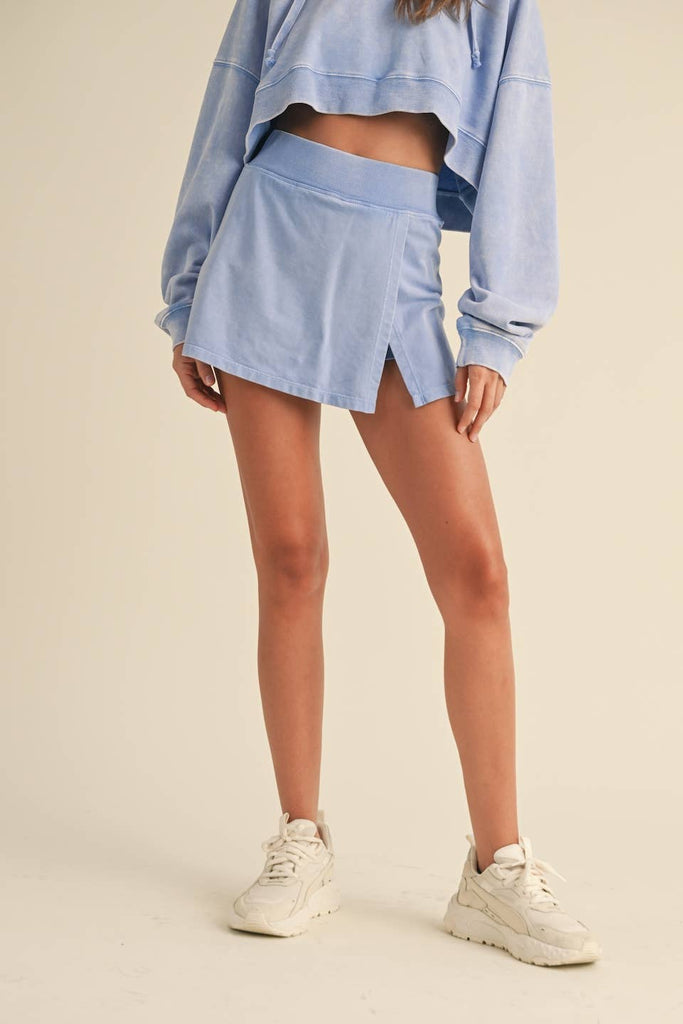 Mineral Wash Side Slit Skort - Pepper & Pearl Boutique