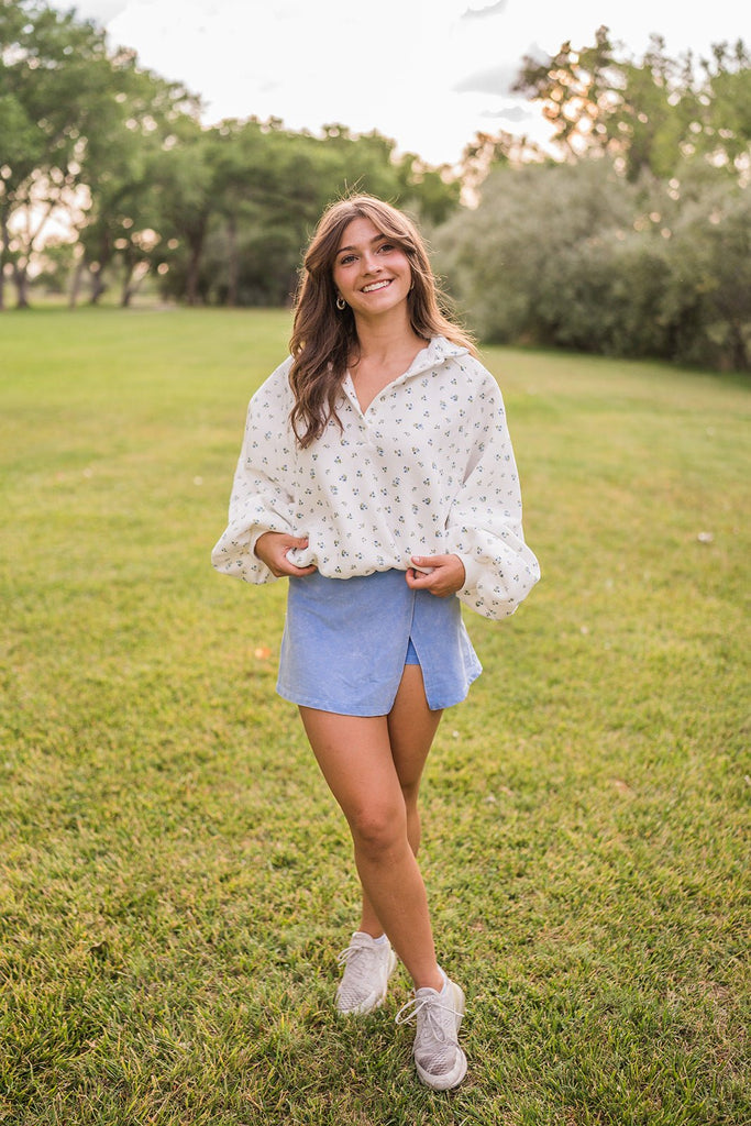 Mineral Wash Side Slit Skort - Pepper & Pearl Boutique