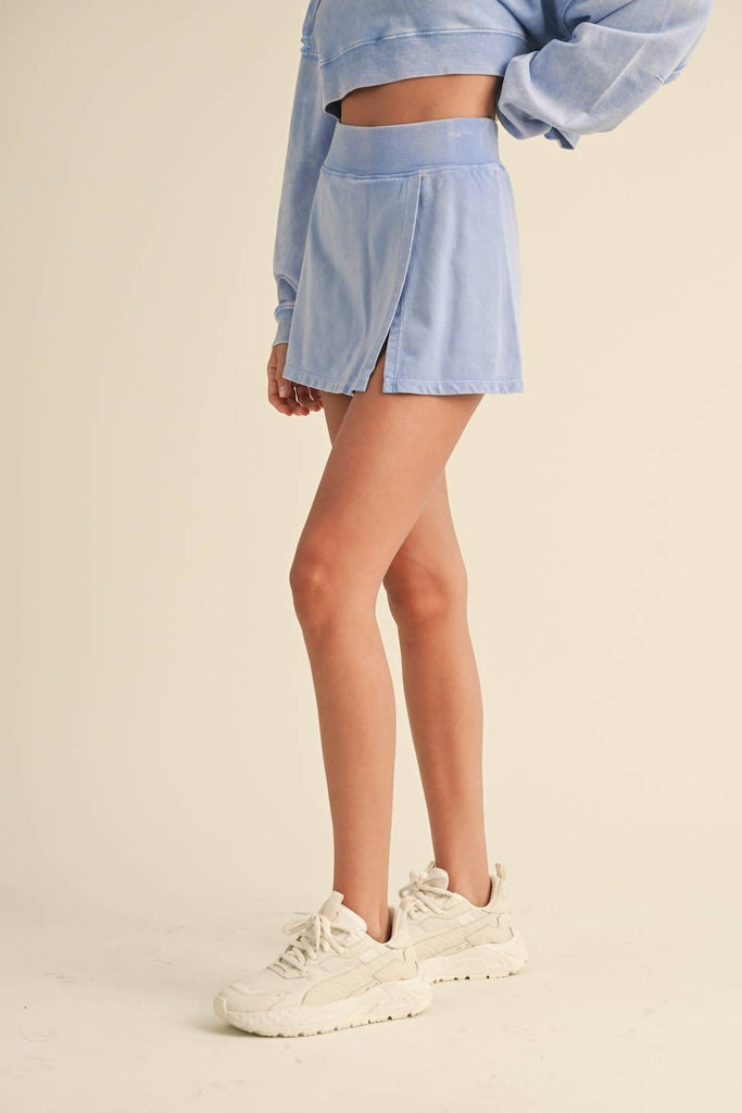 Mineral Wash Side Slit Skort - Pepper & Pearl Boutique