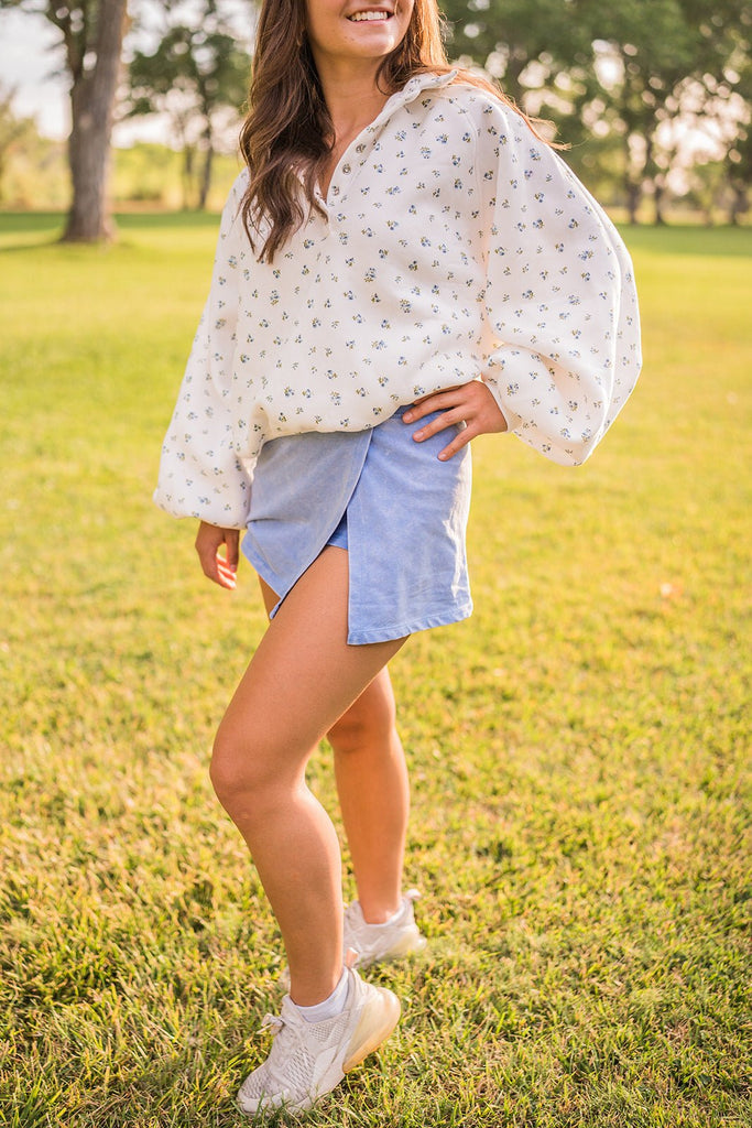Mineral Wash Side Slit Skort - Pepper & Pearl Boutique