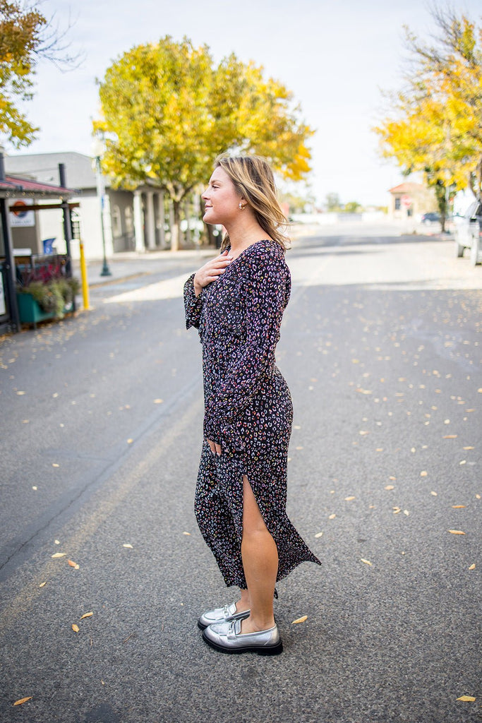 Mini Pleat Leopard Maxi Dress - Pepper & Pearl Boutique