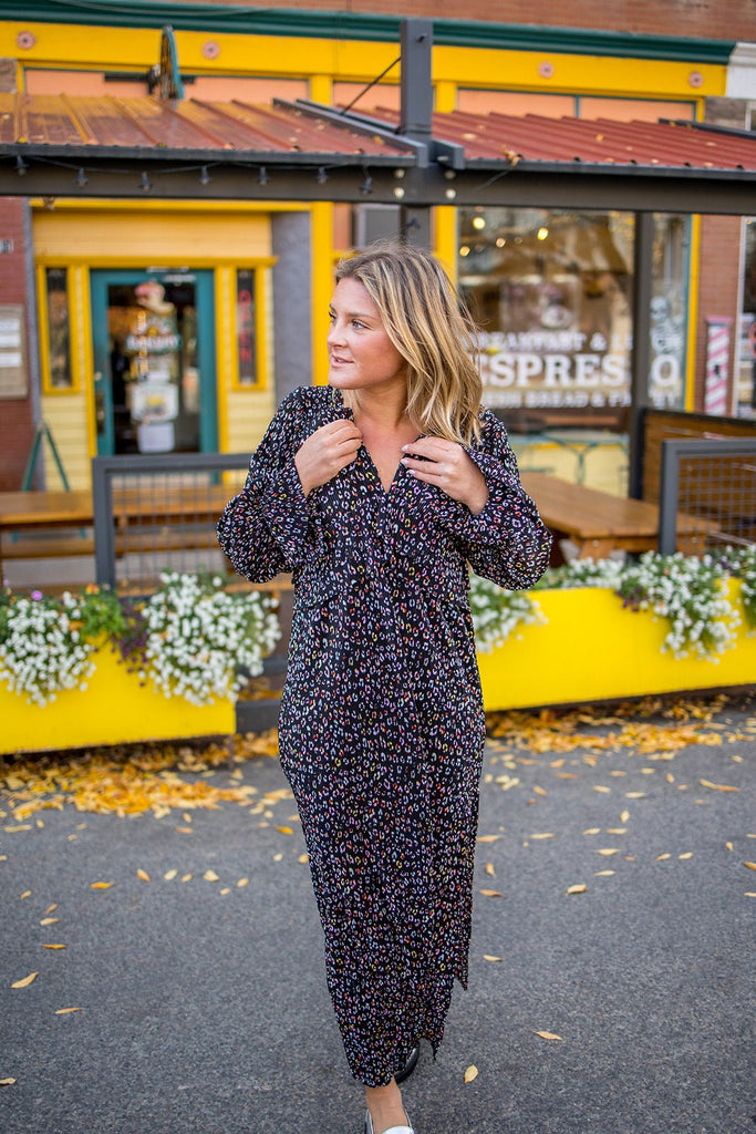 Mini Pleat Leopard Maxi Dress - Pepper & Pearl Boutique