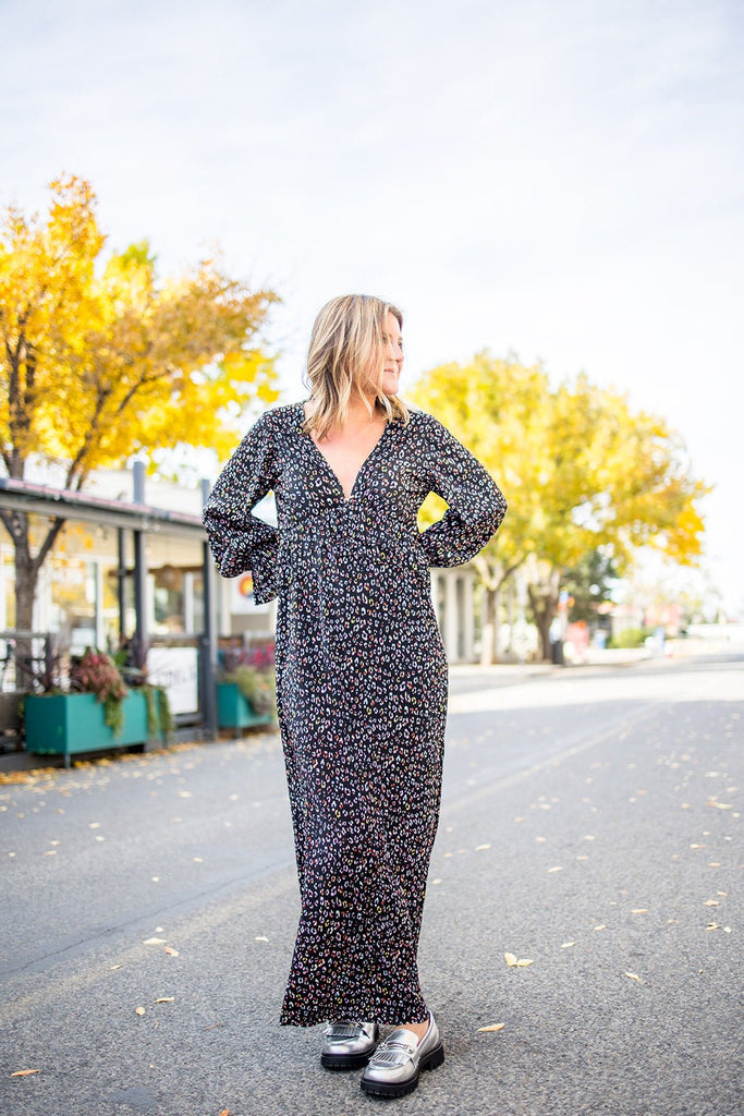 Mini Pleat Leopard Maxi Dress - Pepper & Pearl Boutique