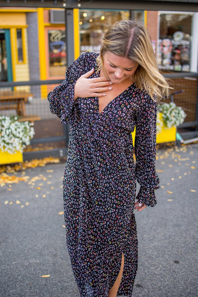 Mini Pleat Leopard Maxi Dress - Pepper & Pearl Boutique