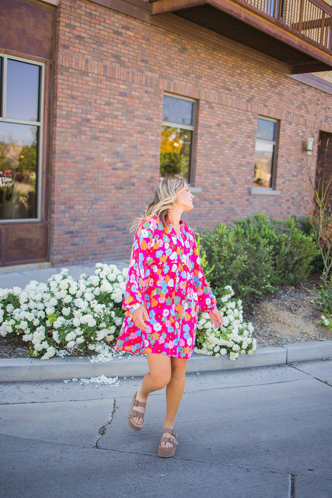 Multi Colored Floral Dress - Pepper & Pearl Boutique