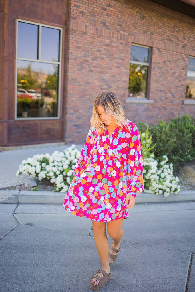 Multi Colored Floral Dress - Pepper & Pearl Boutique