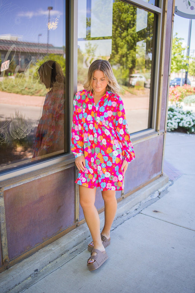 Multi Colored Floral Dress - Pepper & Pearl Boutique