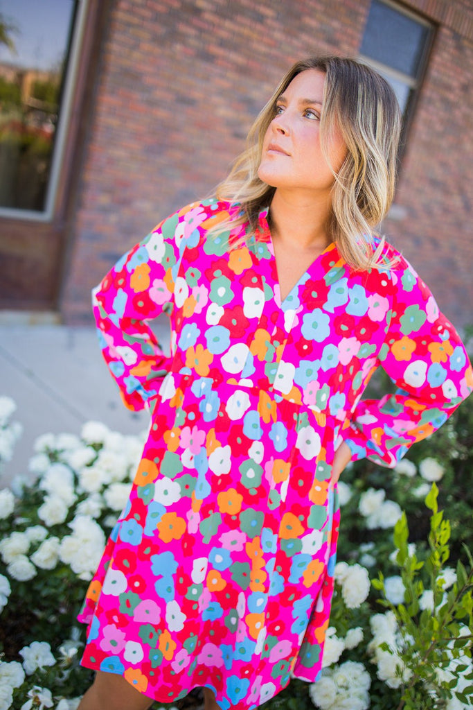 Multi Colored Floral Dress - Pepper & Pearl Boutique