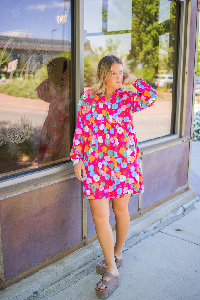 Multi Colored Floral Dress - Pepper & Pearl Boutique