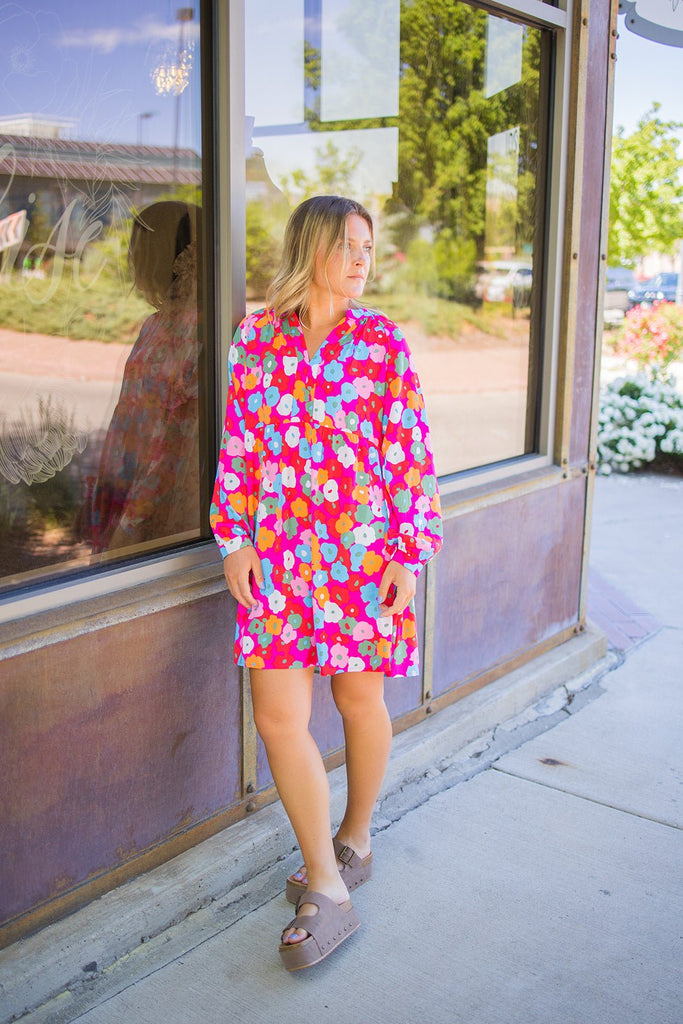 Multi Colored Floral Dress - Pepper & Pearl Boutique