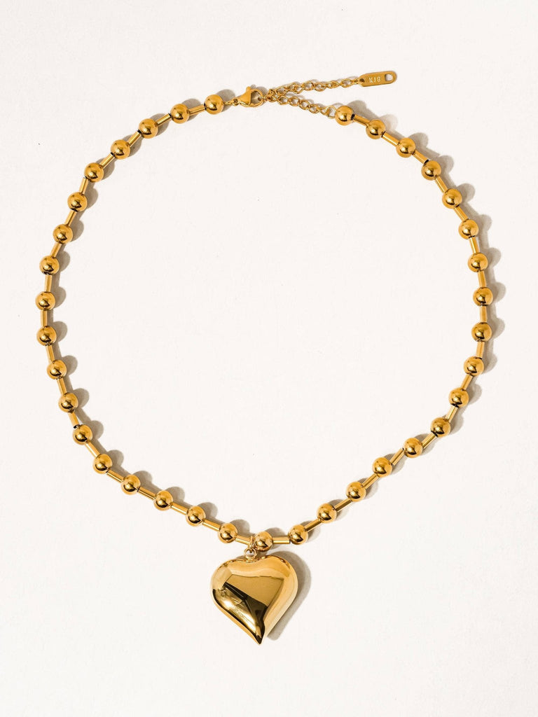 Paris 18K Gold Non - Tarnish Large Heart Chain Necklace - Pepper & Pearl Boutique