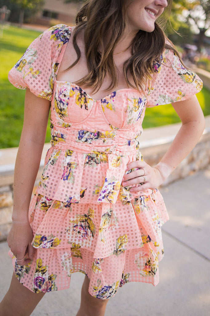 Peach Rose Dress - Pepper & Pearl Boutique