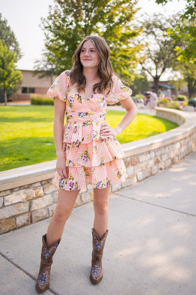 Peach Rose Dress - Pepper & Pearl Boutique