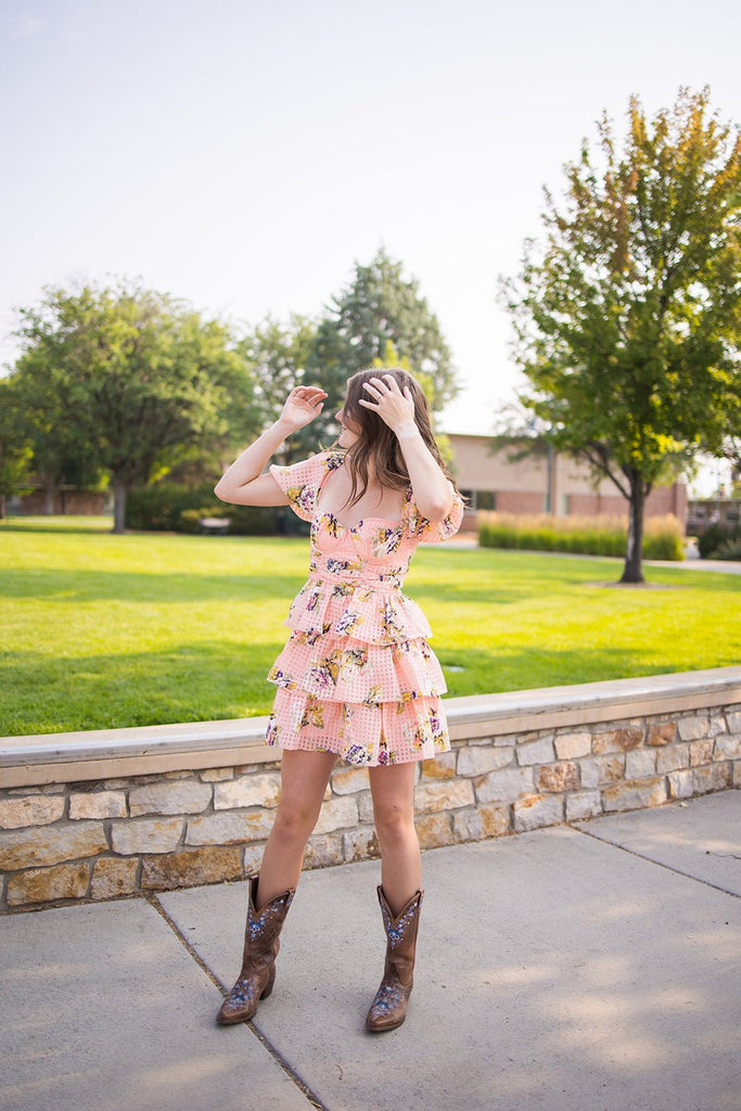 Peach Rose Dress - Pepper & Pearl Boutique