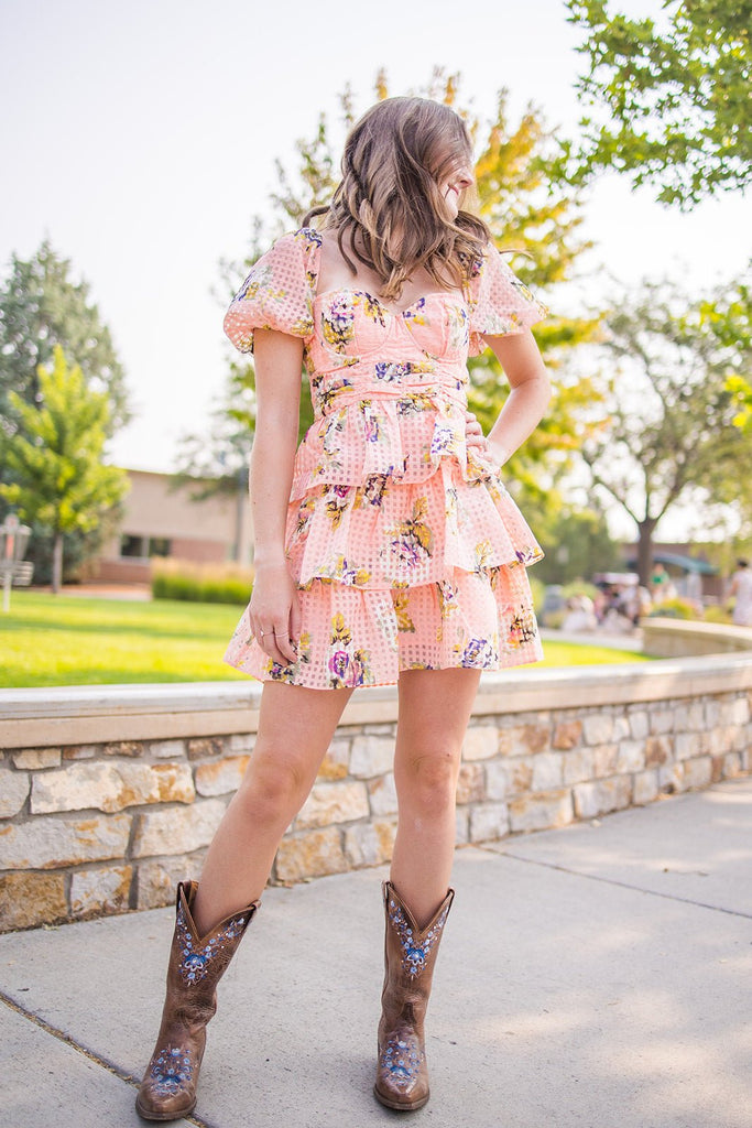 Peach Rose Dress - Pepper & Pearl Boutique