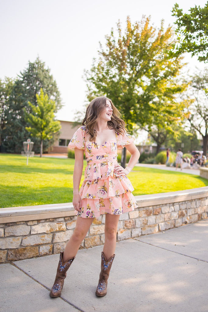 Peach Rose Dress - Pepper & Pearl Boutique