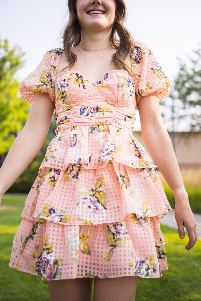 Peach Rose Dress - Pepper & Pearl Boutique